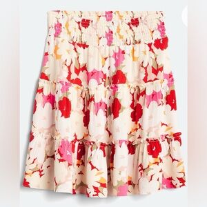 Market & Spruce Red and Pink Floral Mini Skirt